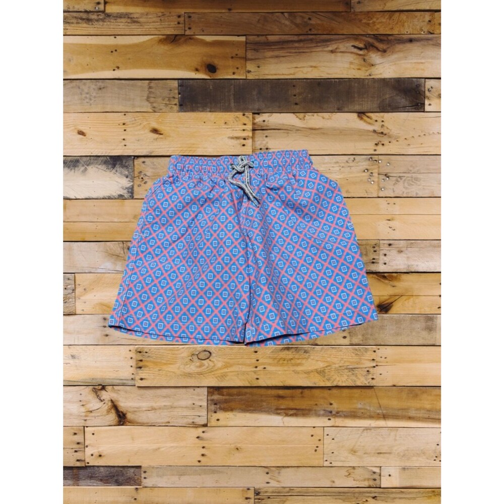 NWT Michael’s Swimwear Swim Trunks Blue Coral Diamond Print Boys Size 6 Preppy